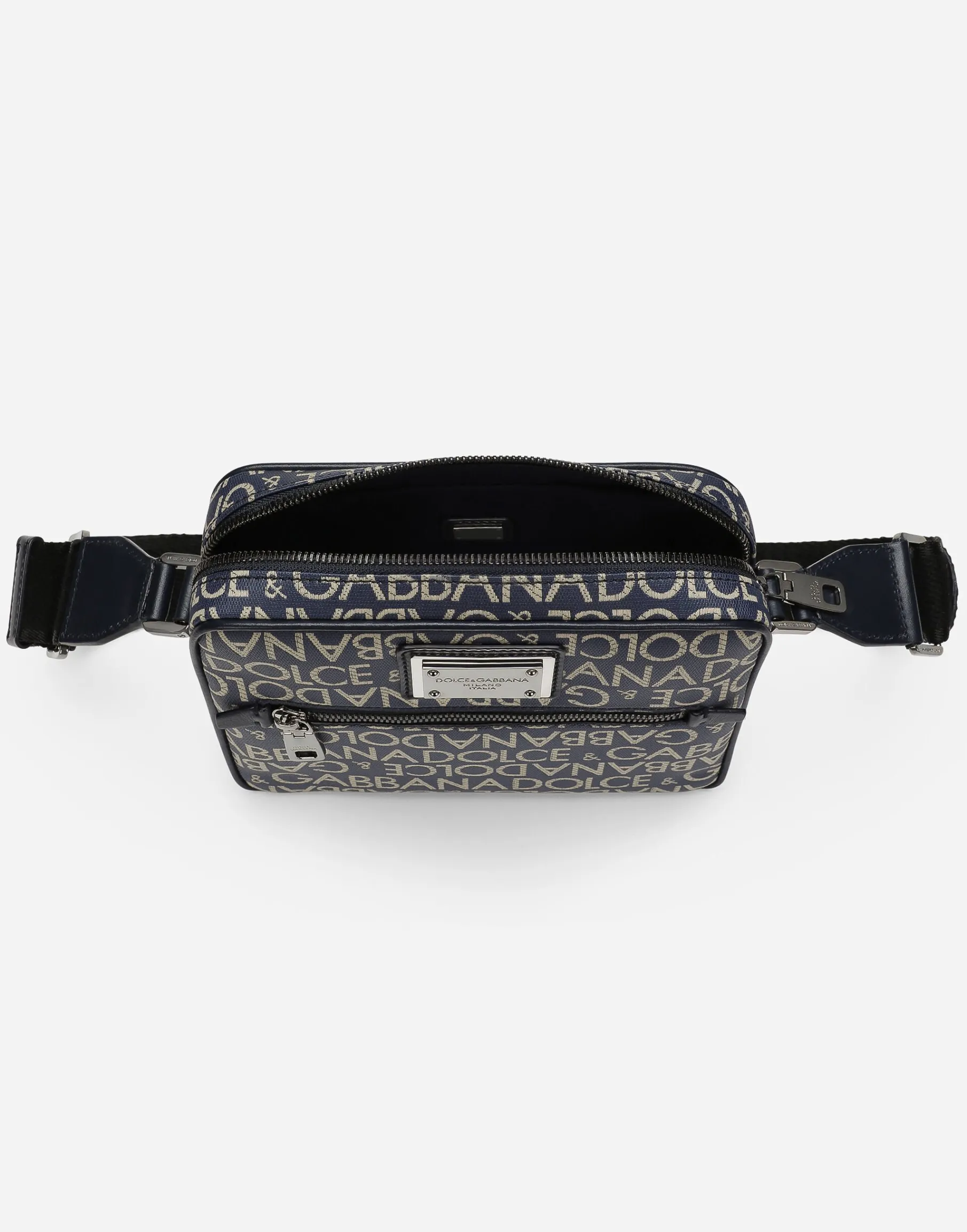 Coated jacquard crossbody bag