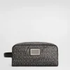 Coated jacquard toiletry bag