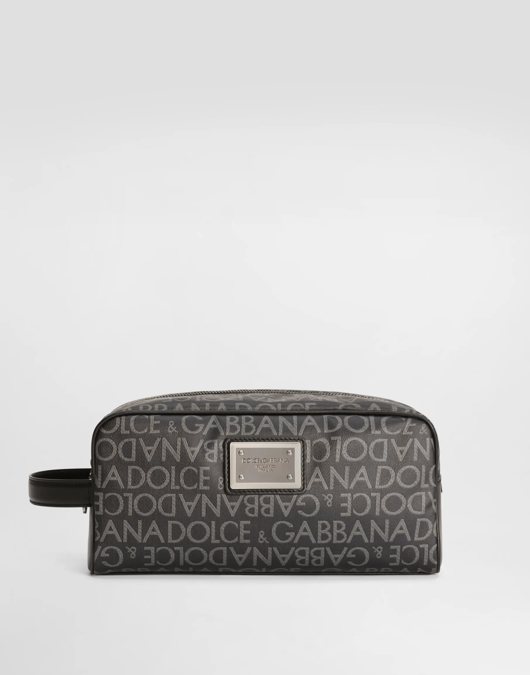 Coated jacquard toiletry bag