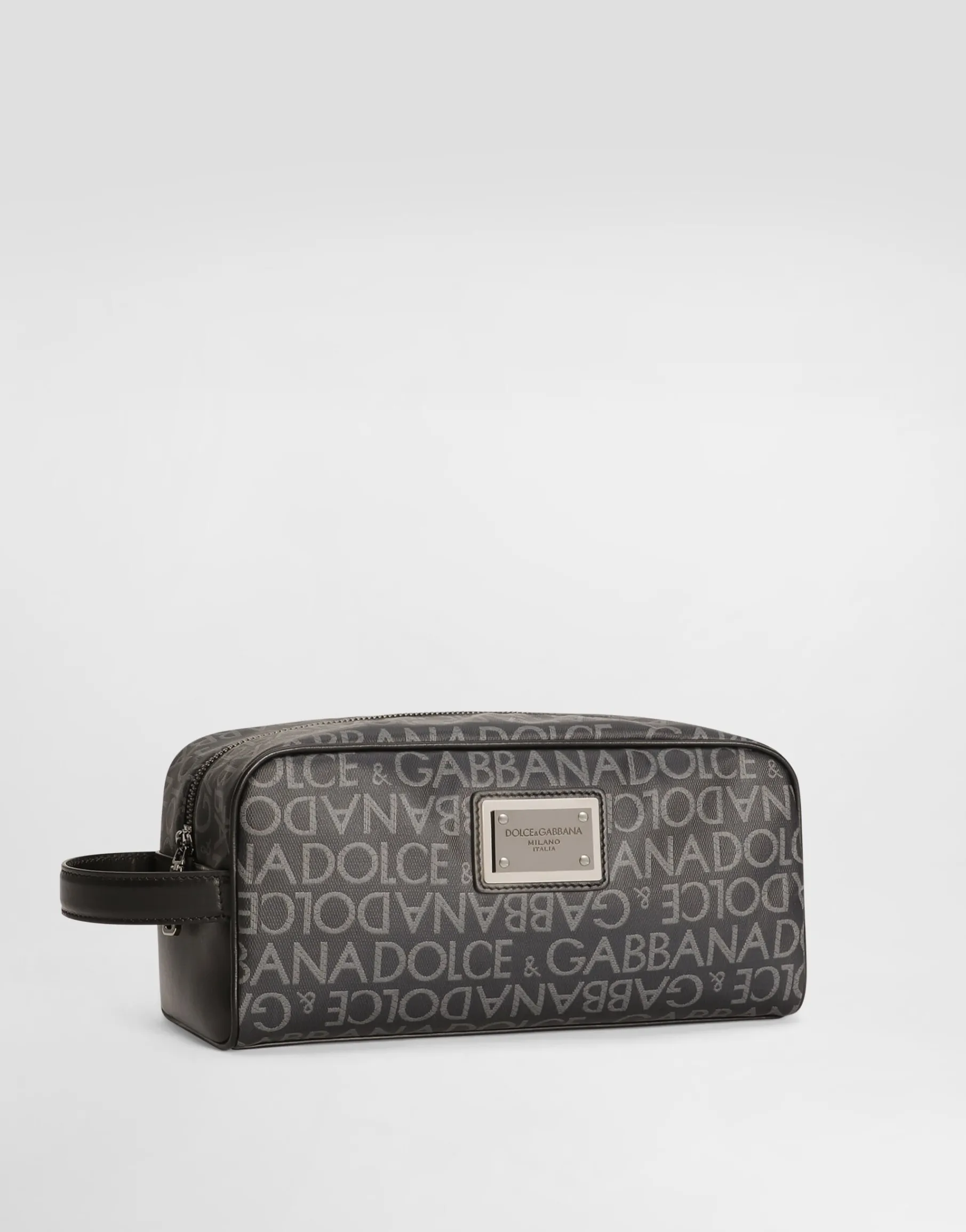 Coated jacquard toiletry bag