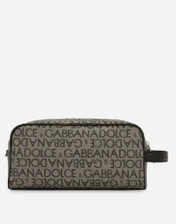 Coated jacquard toiletry bag