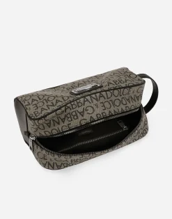 Coated jacquard toiletry bag