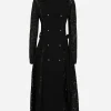 Cordonetto lace and crepe coat with belt