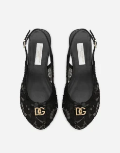 Cordonetto lace slingbacks with DG logo
