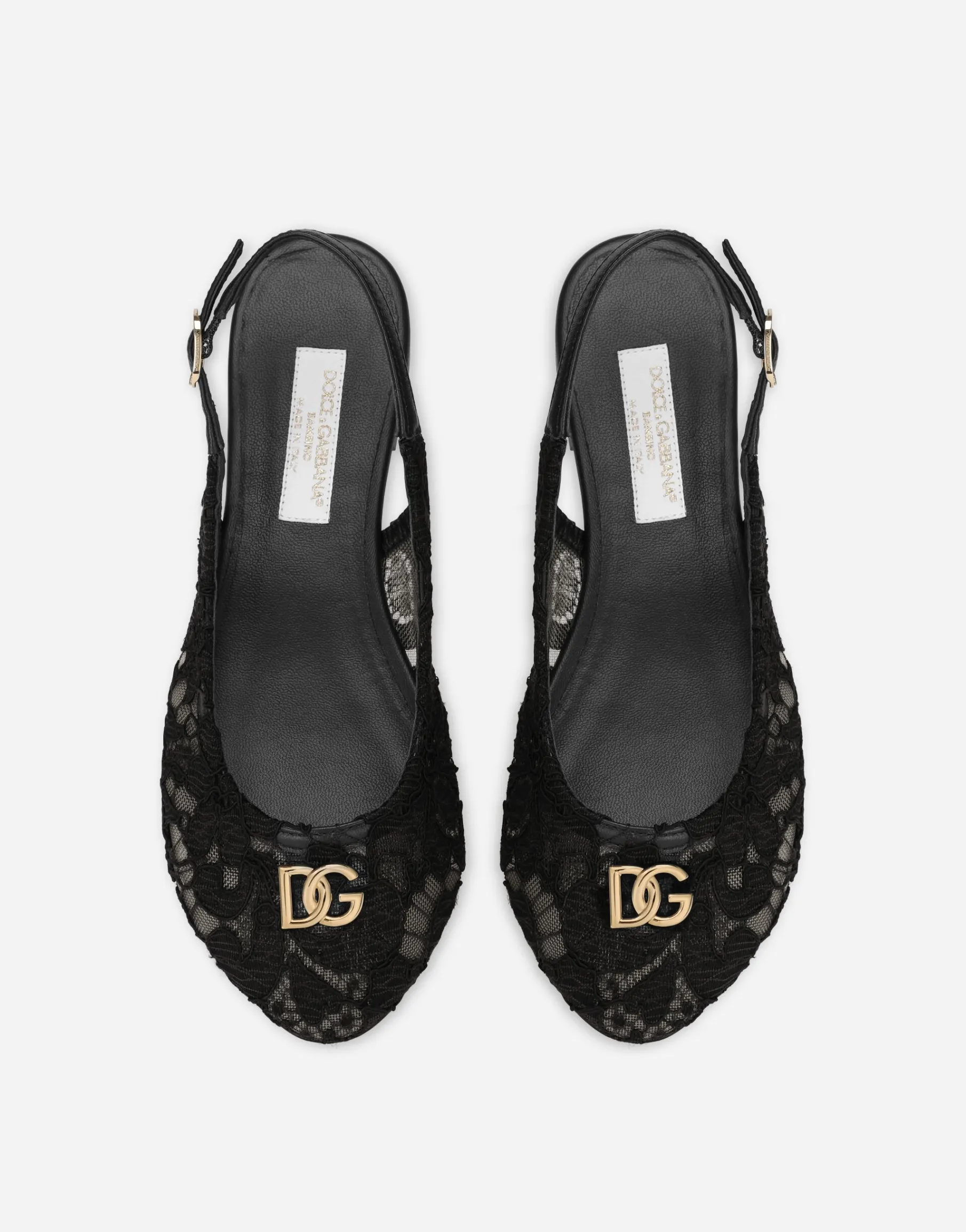 Cordonetto lace slingbacks with DG logo