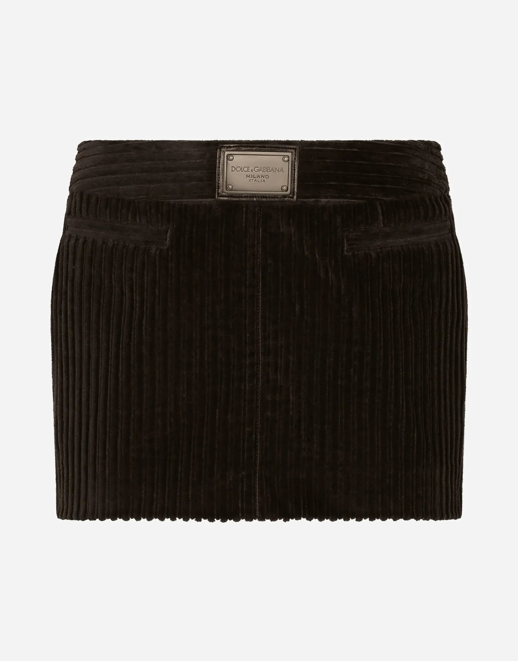 Corduroy miniskirt with logo tag