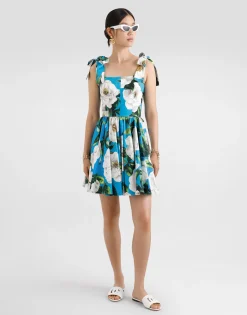 Corset dress with bouquet print