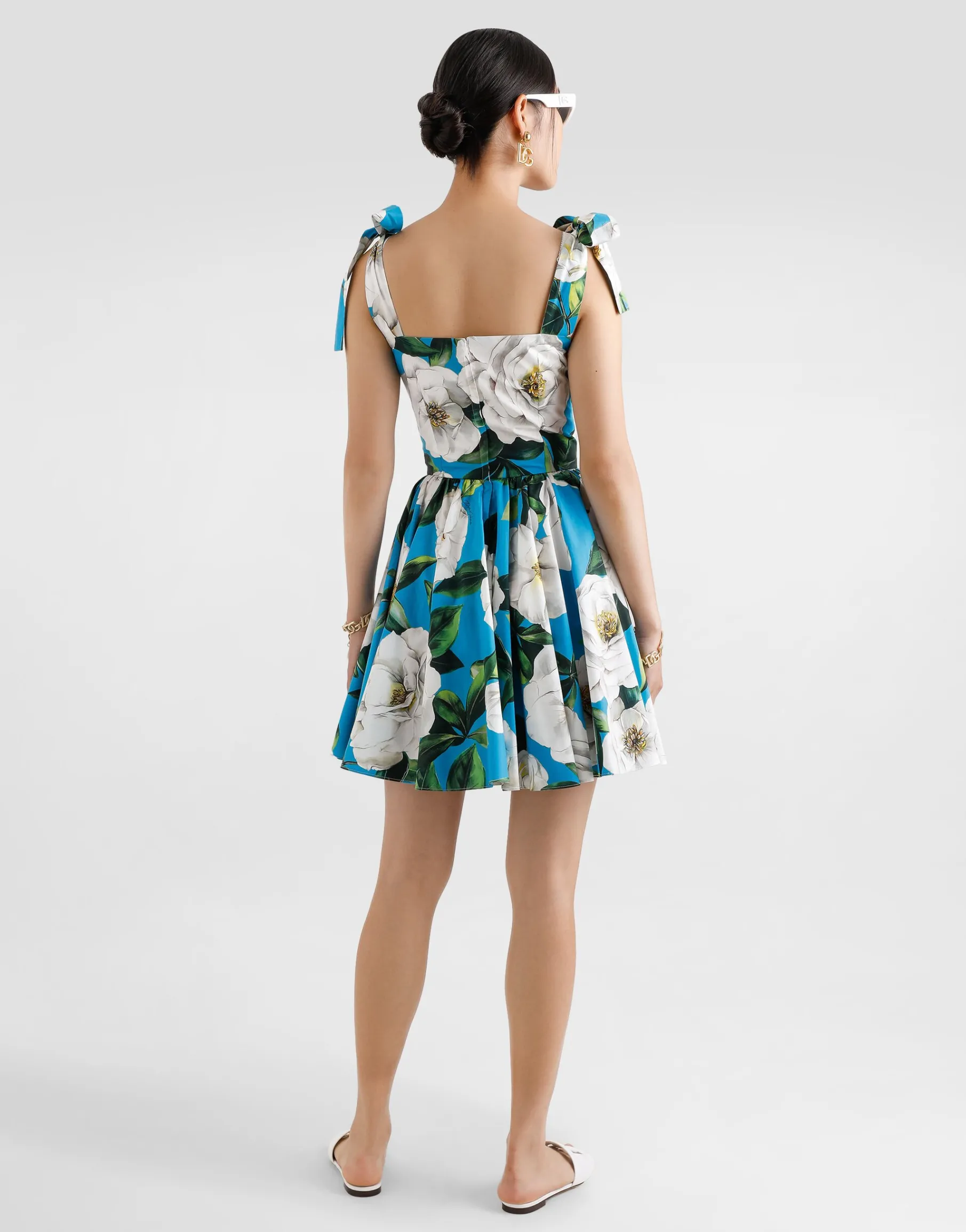 Corset dress with bouquet print