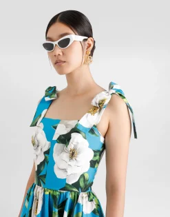 Corset dress with bouquet print