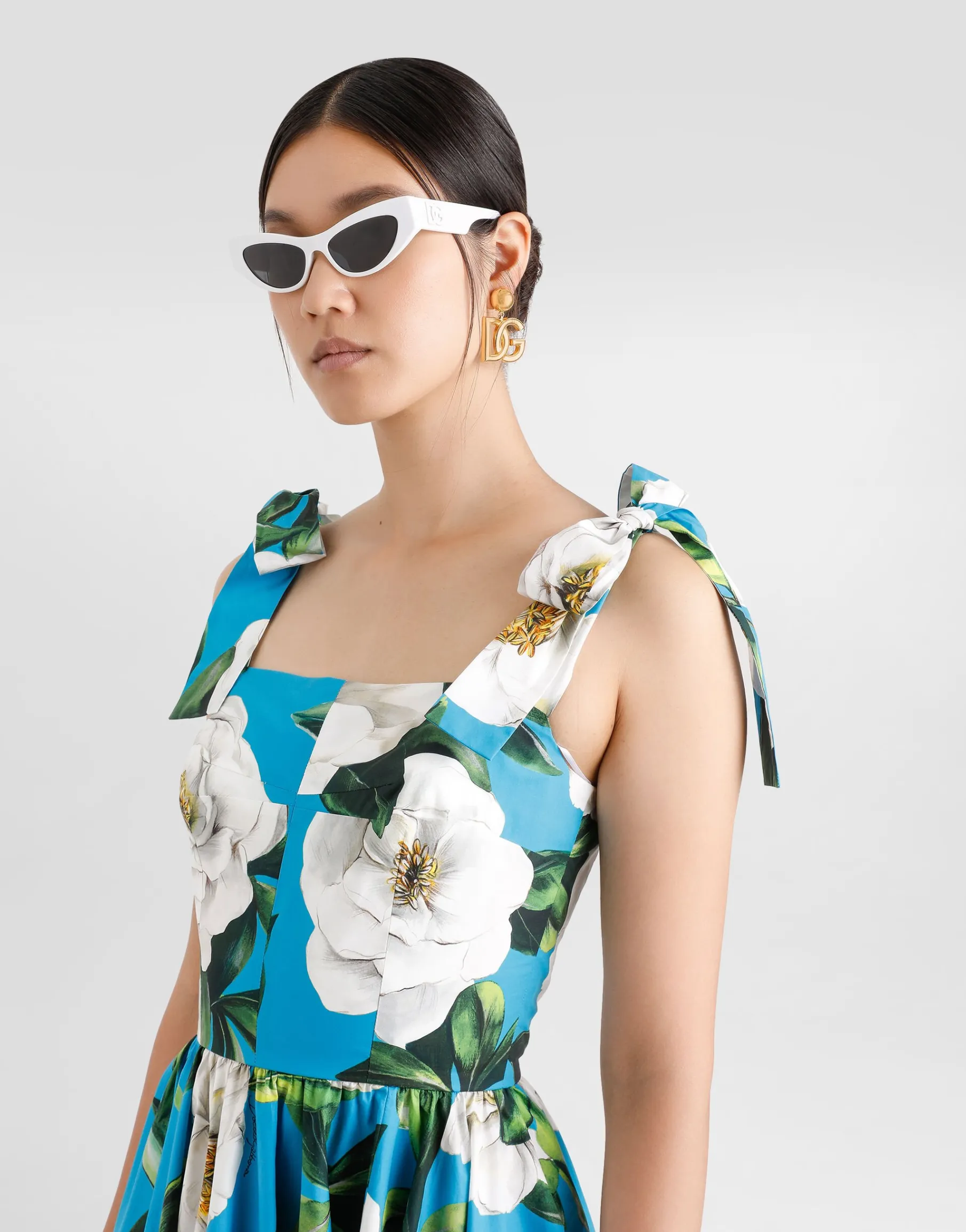 Corset dress with bouquet print