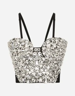 Corset top with rhinestone embellishment