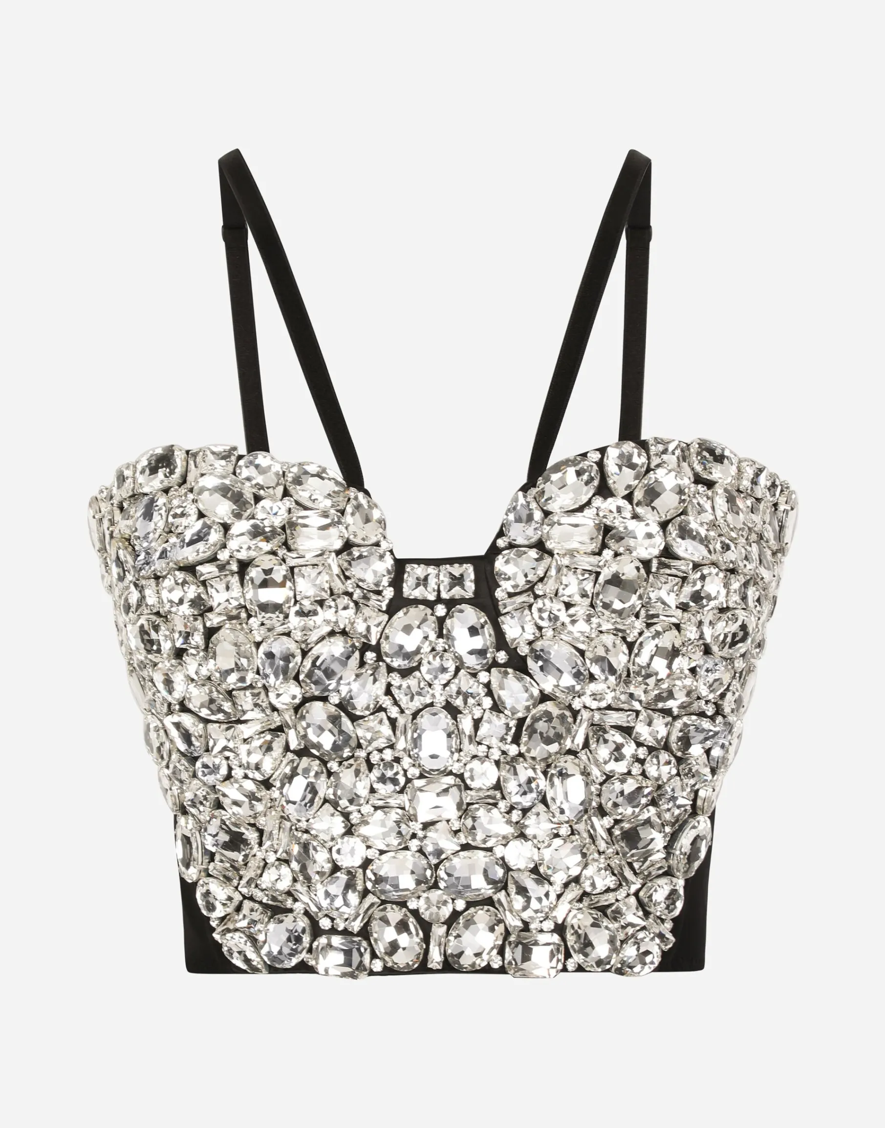 Corset top with rhinestone embellishment