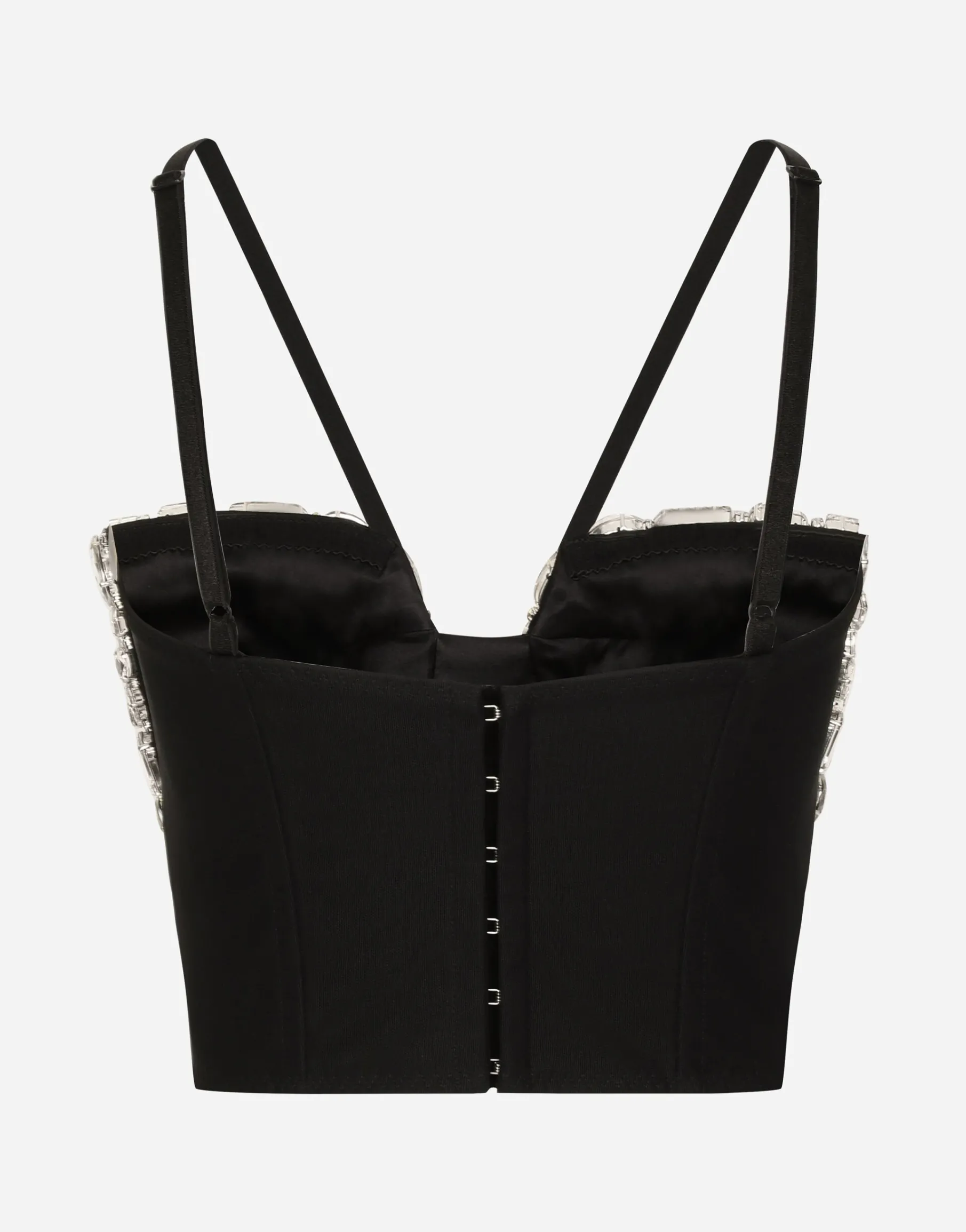 Corset top with rhinestone embellishment