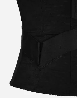 Corset-style belt with branded stretch crossover bands
