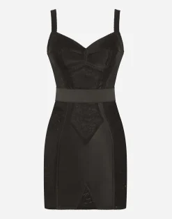 Corset-style lace and satin minidress