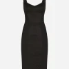 Corset-style midi dress in powernet and lace