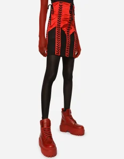 Corset-style miniskirt with laces and eyelets