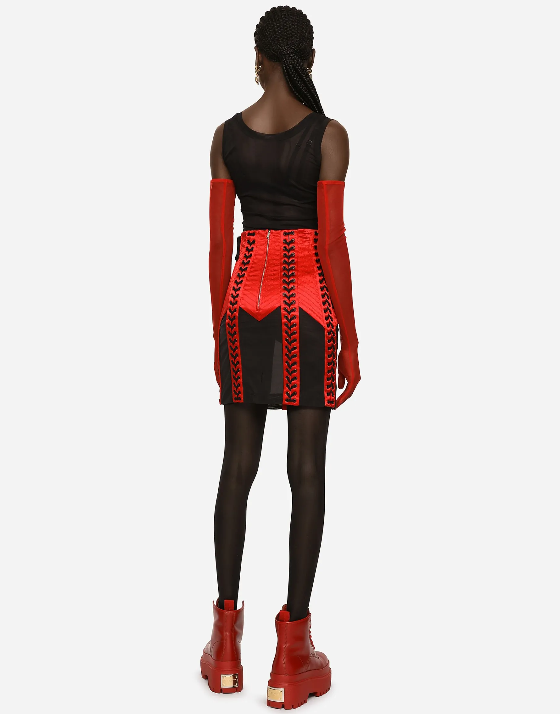 Corset-style miniskirt with laces and eyelets