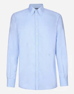 Cotton and linen Martini-fit shirt