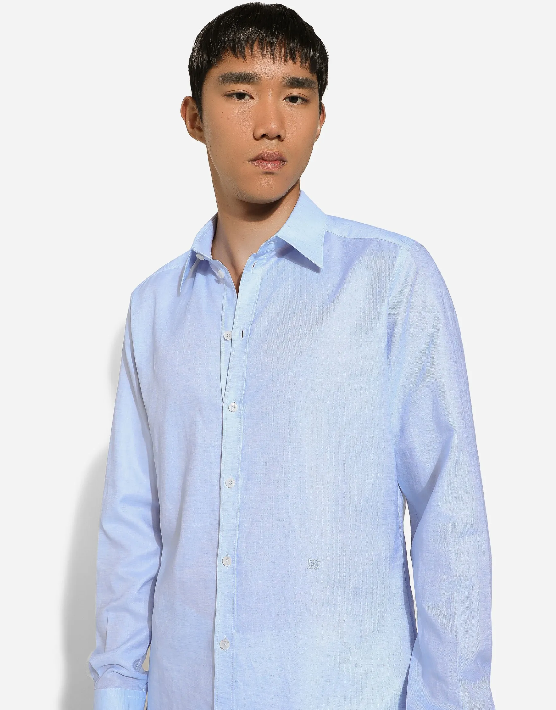 Cotton and linen Martini-fit shirt