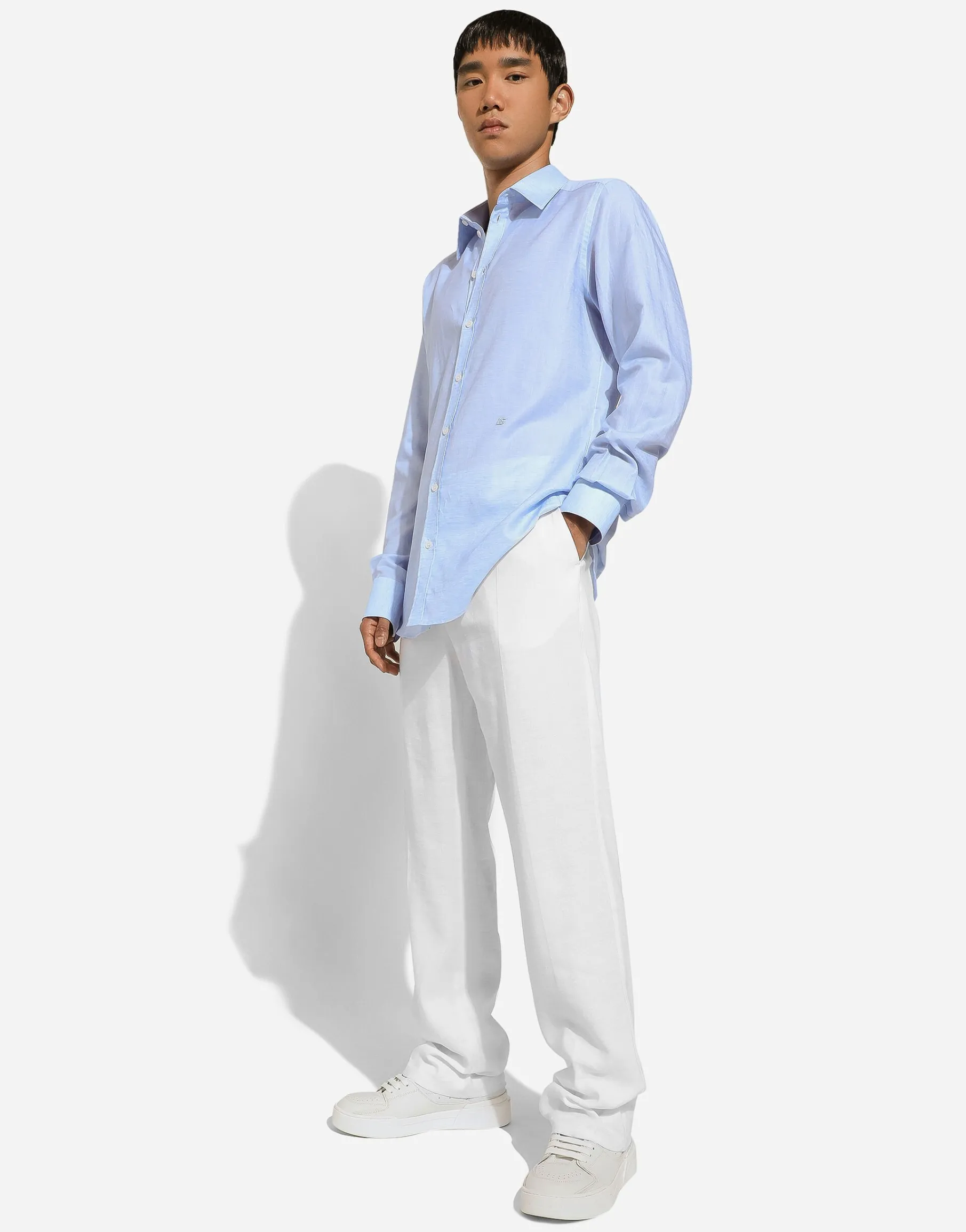 Cotton and linen Martini-fit shirt