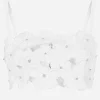 Cotton bralette top with cut-out embroidery and rhinestone embellishment