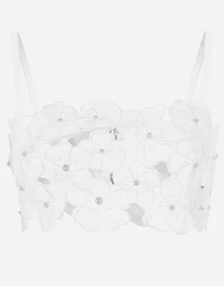 Cotton bralette top with cut-out embroidery and rhinestone embellishment