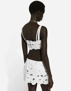 Cotton bralette top with cut-out embroidery and rhinestone embellishment