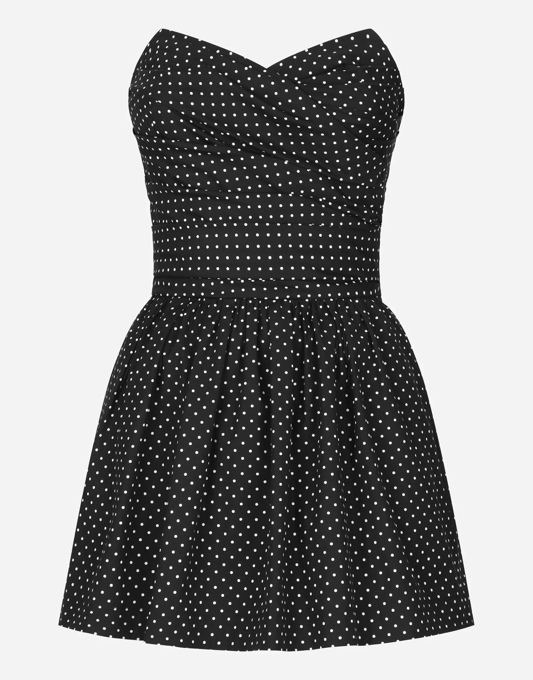 Cotton bustier minidress with polka-dot print