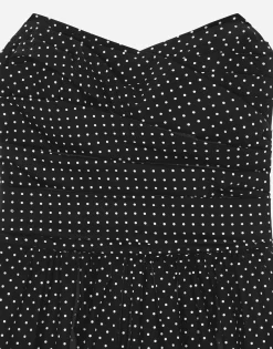 Cotton bustier minidress with polka-dot print