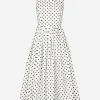 Cotton calf-length circle dress with polka-dot print