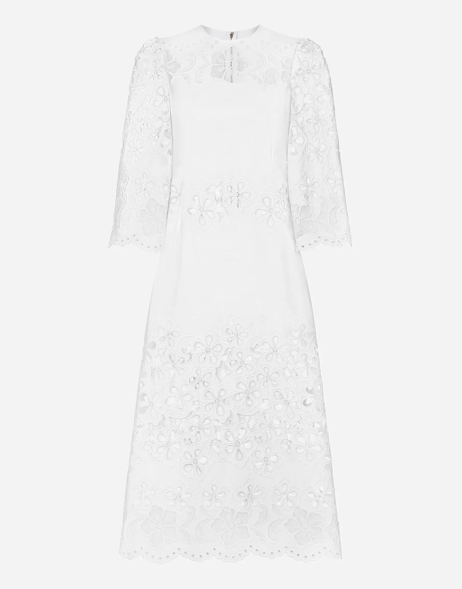 Cotton calf-length dress with cut-out detailing
