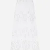 Cotton calf-length skirt with cut-out detailing