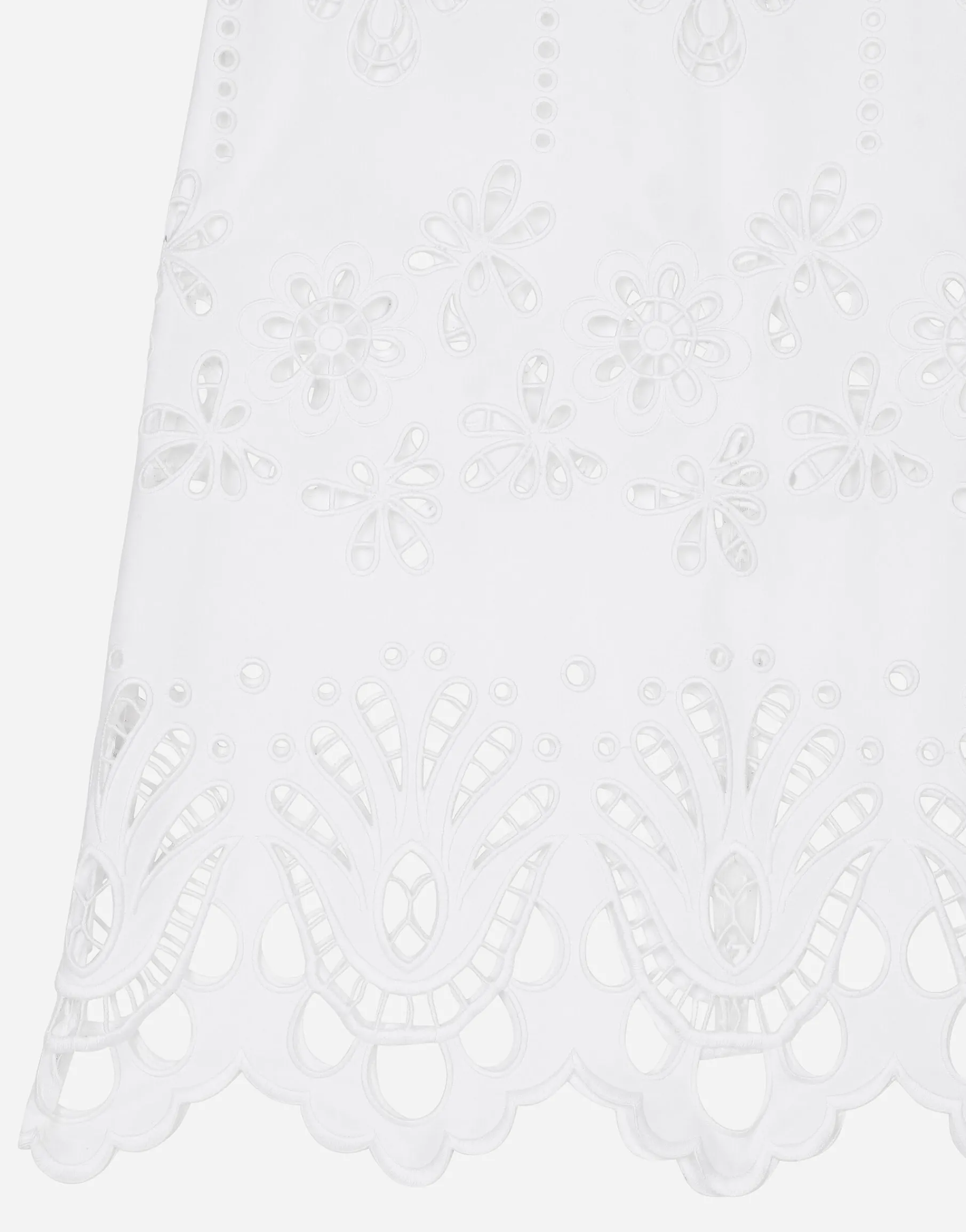 Cotton calf-length skirt with cut-out detailing