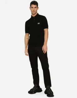 Cotton cargo pants with branded tag