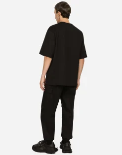 Cotton cargo pants with branded tag