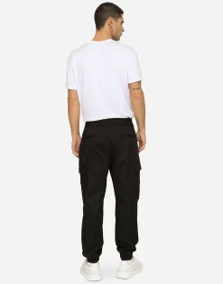 Cotton cargo pants with branded tag