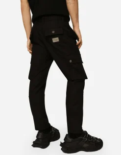 Cotton cargo pants with branded tag