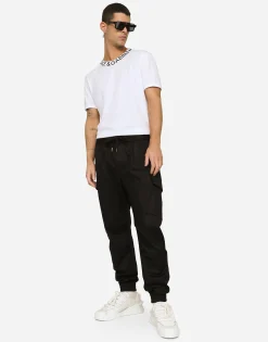 Cotton cargo pants with branded tag