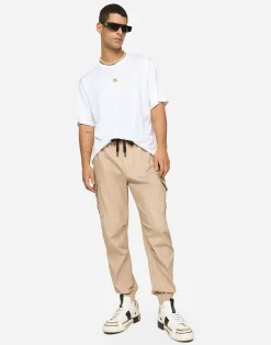 Cotton cargo pants with branded tag