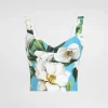 Cotton corset top with gardenia print