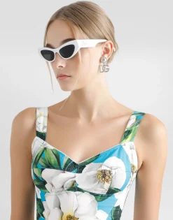 Cotton corset top with gardenia print