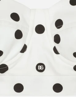 Cotton corset top with polka-dot print