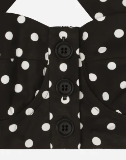 Cotton corset top with polka-dot print