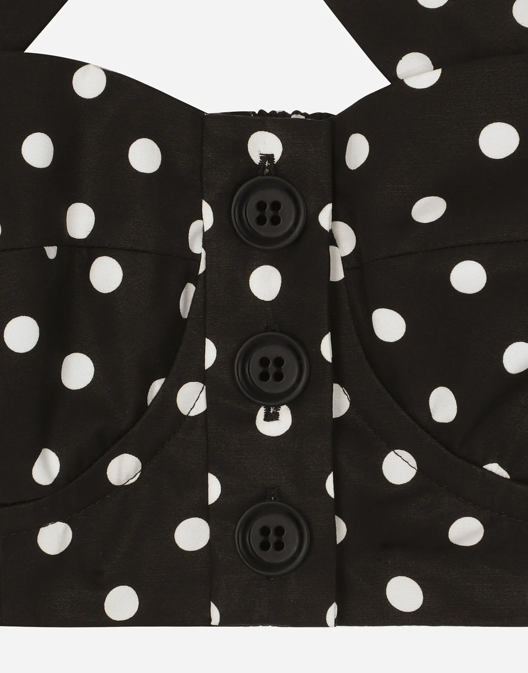 Cotton corset top with polka-dot print