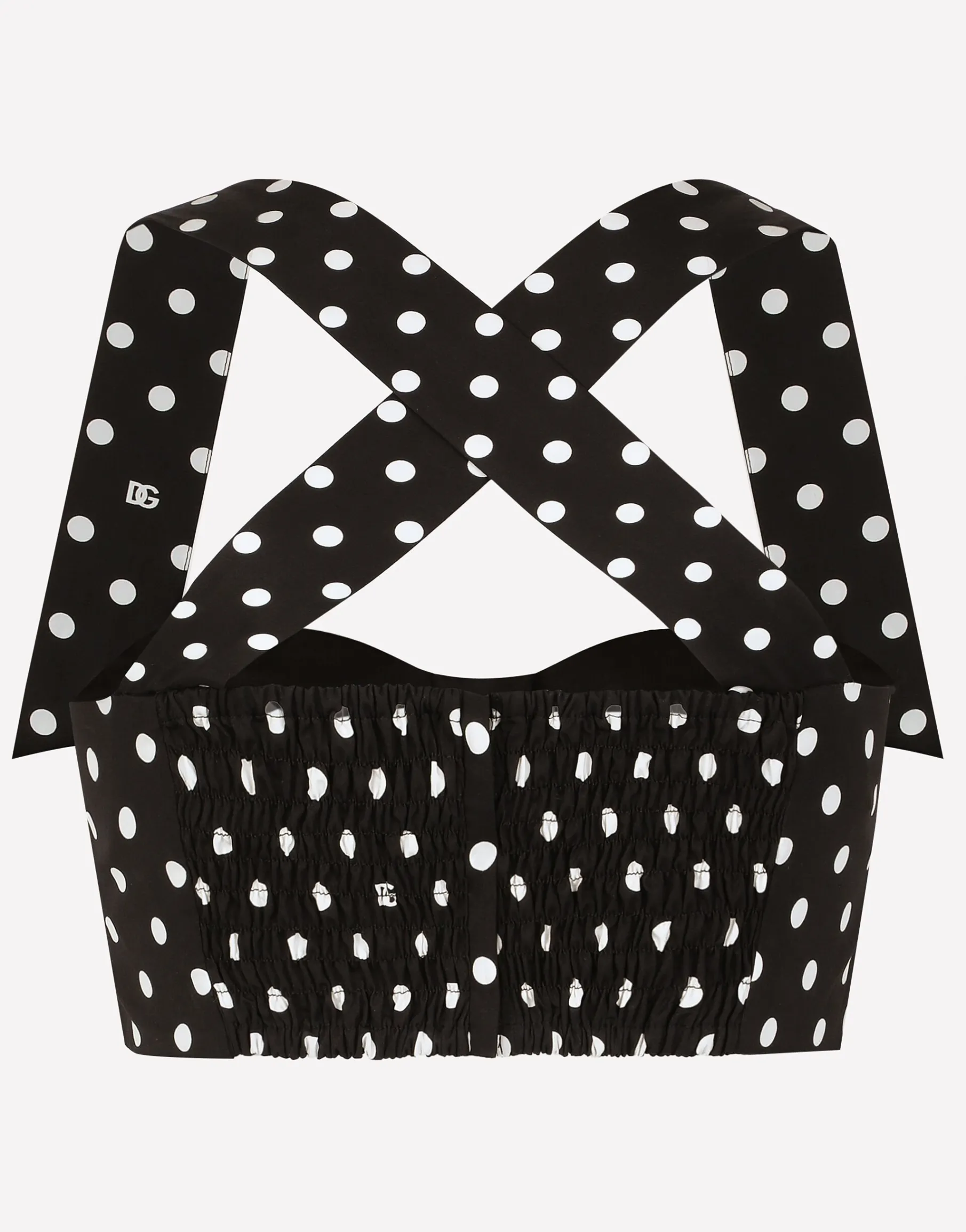 Cotton corset top with polka-dot print