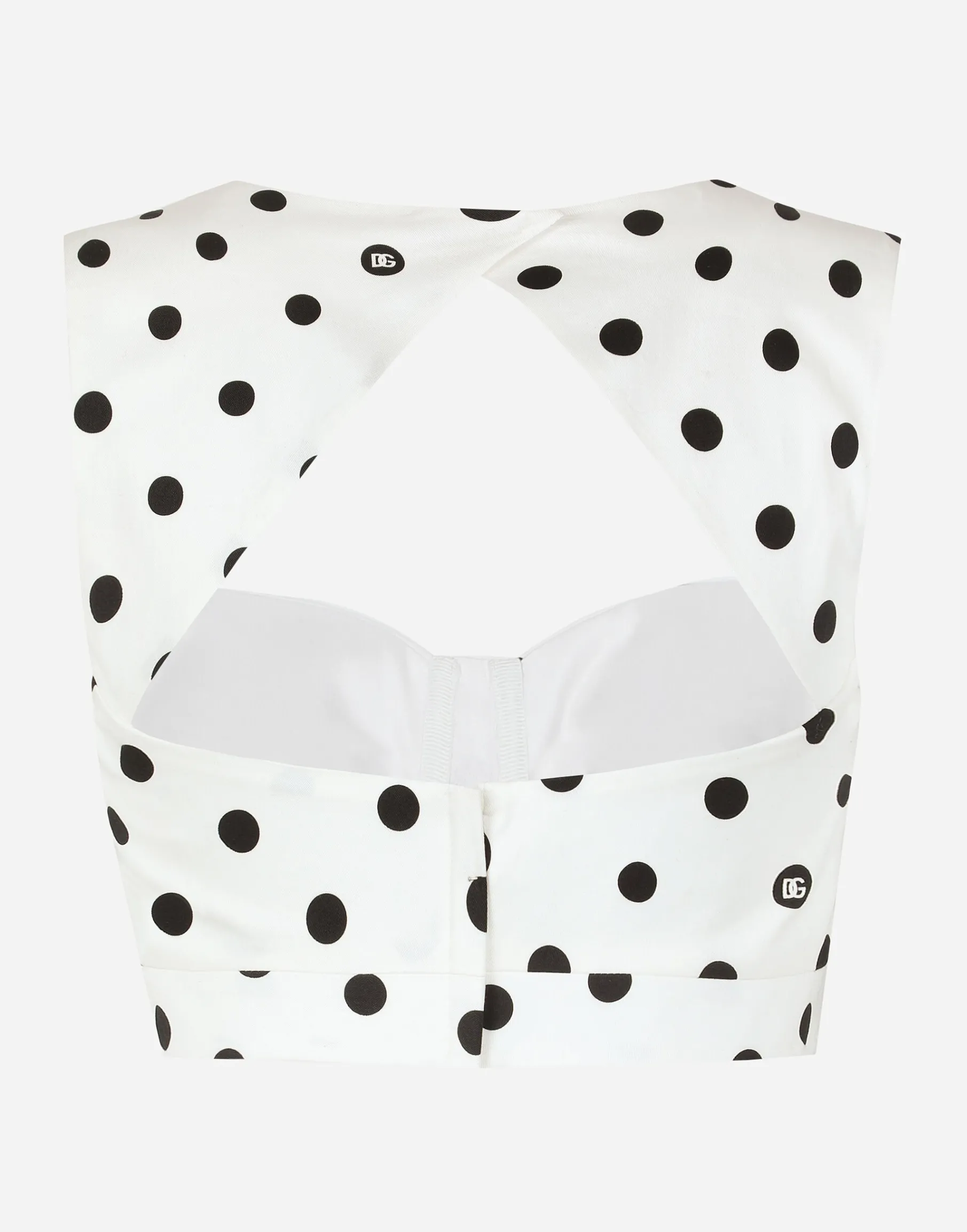 Cotton corset top with polka-dot print