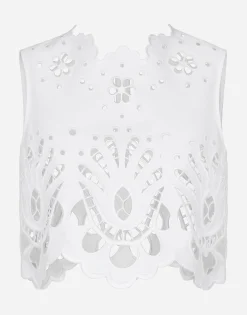 Cotton crop top with cut-out detailing