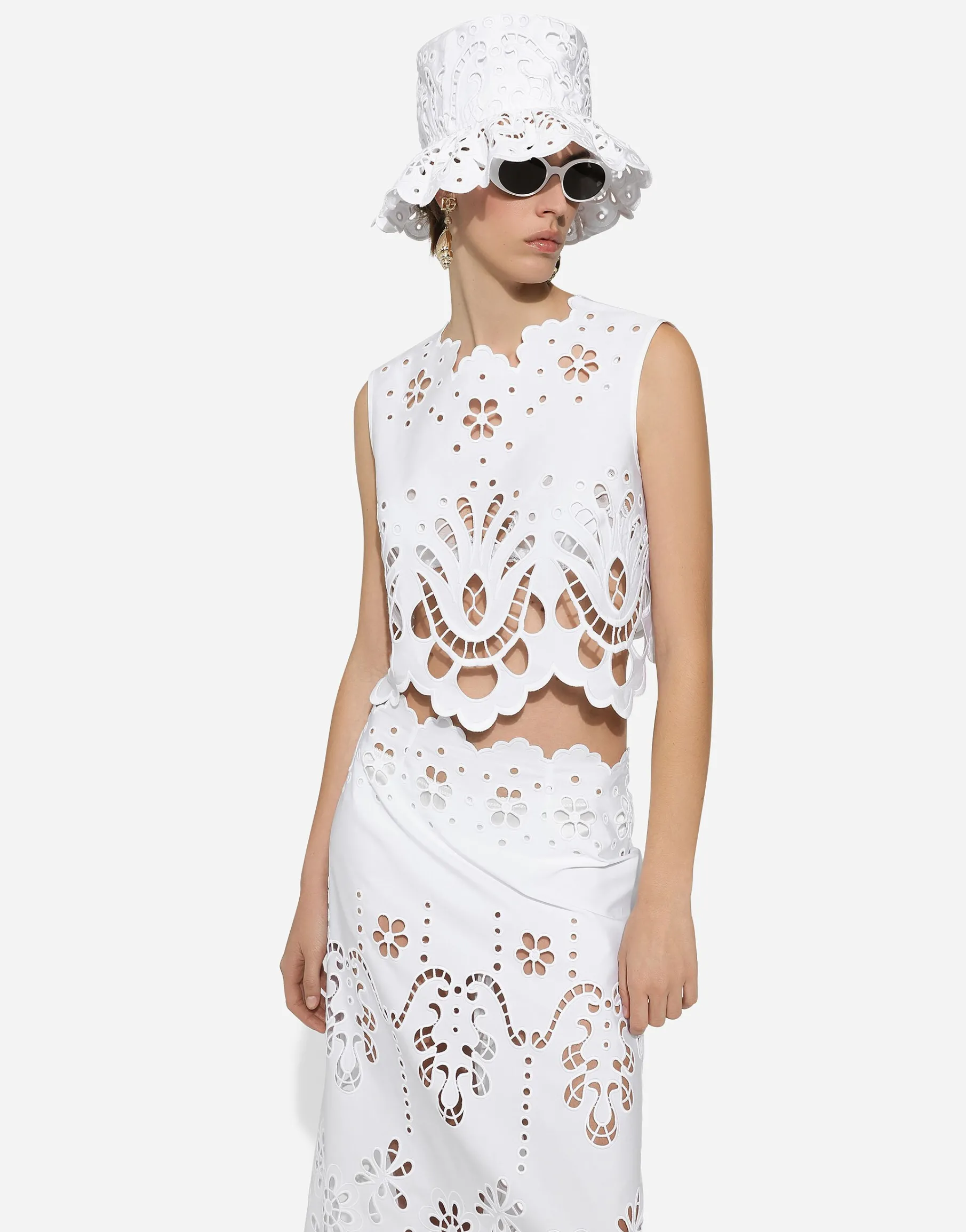 Cotton crop top with cut-out detailing