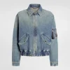 Cotton denim bomber jacket with tag